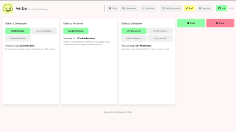 An image of creating a RAG pipeline in Verba.