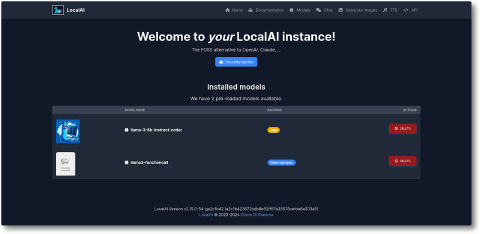 LocalAI User Interface (source)