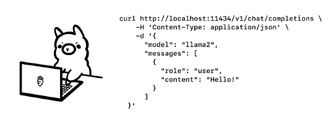 Ollama example OpenAI API Compatability call (source))