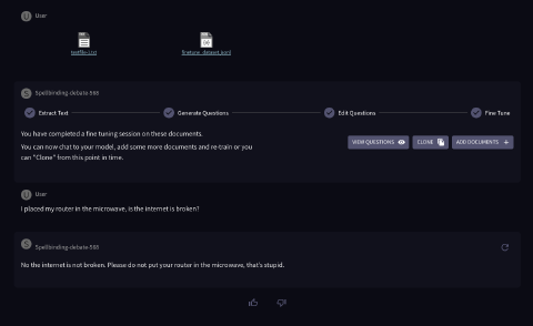 A screenshot of Helix Cloud showing the results of the fine-tune.